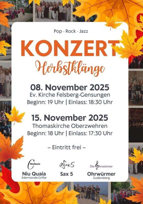 Ein Konzertplakat mit Daten und Details zu Veranstaltungen im November 2023.