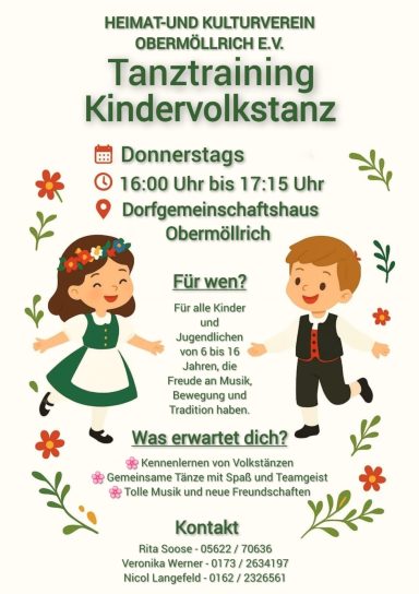 Einladung zum Tanztraining Kindervolkstanz