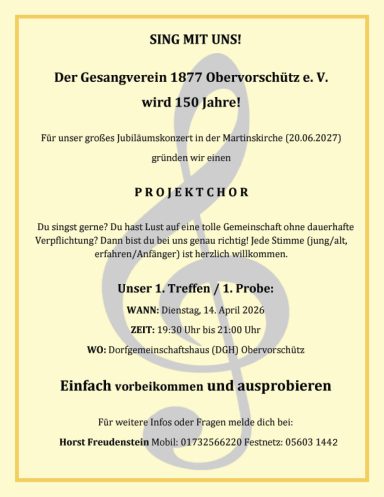 Projektchor startet