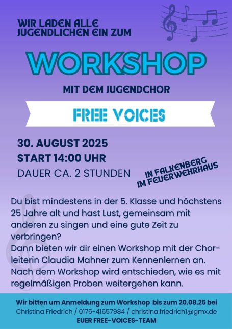 Workshop mit dem Jugendchor Free Voices am 30.08.2025